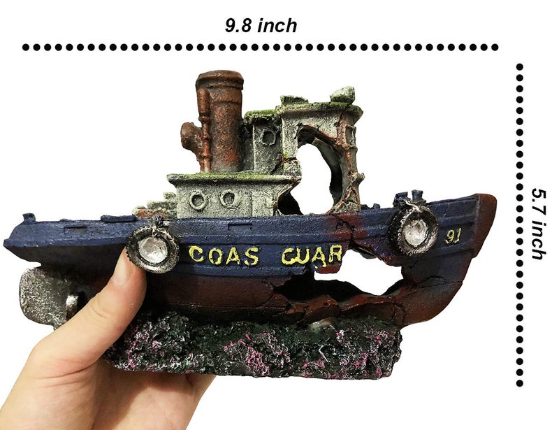 SLOCME Aquarium Large Shipwreck Decorations - Fish Tank Lifelike Ship Decorï¼ŒResin Material Large Pirate Ship Decor - Image 3